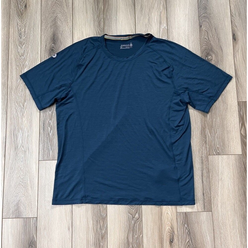 Smartwool Active Blue Athletic Short Sleeve Tee Mens Sz Large Merino Wool Blend